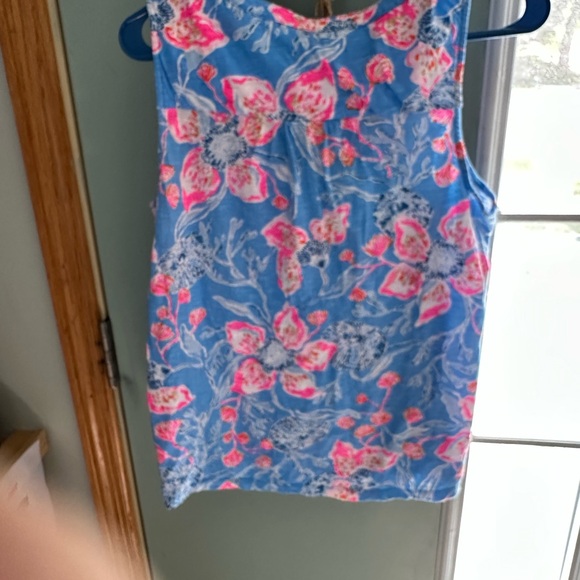 Floral Sleeveless Top - Blue and Pink - Picture 2 of 3